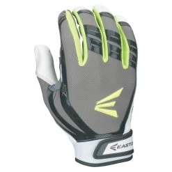 New Easton Hyperskin TurboSlot Fastpitch Batting Gloves Gray/Green Large